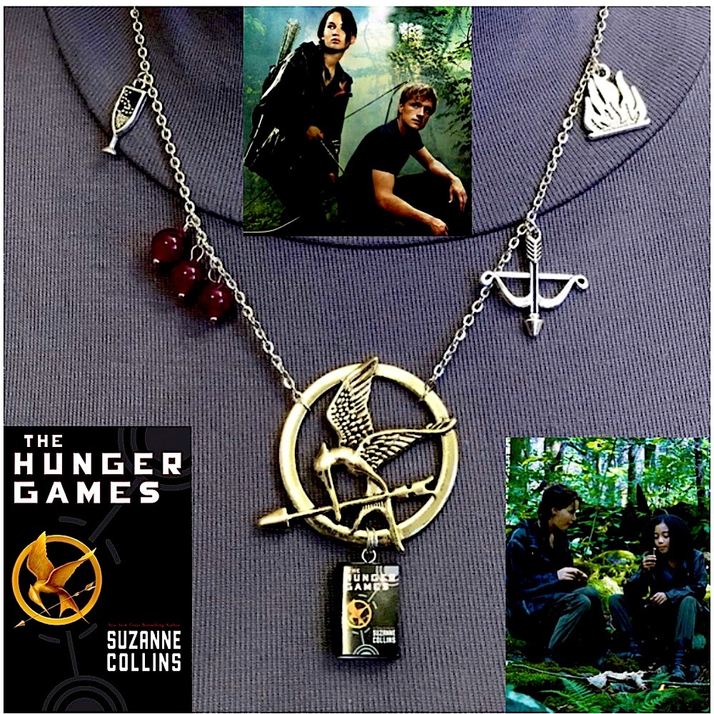 The Hunger Games by Suzanne Collins Handmade Literature Book Necklace Mockingjay
